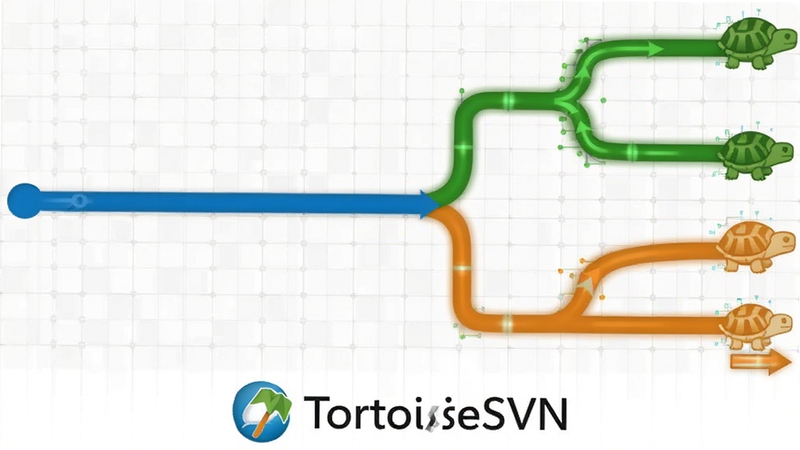 TortoiseSVN ��֧�ϲ�ʾ��ͼ���������Ϊһ�����ɷ�֧�ߣ��Ҳ�ֳ������ӷ�֧�ߣ�Ȼ�����ºϲ������ɣ�������ɫ�ֱ�Ϊ��ɫ����ɫ�ͳ�ɫ������Ϊǳ��ɫ�����·��� TortoiseSVN ��ͼ�꣬������Ϊ�Ƽ��в廭������չʾ��֧��ϲ��ĸ������ Boogu ģ�����ɡ�