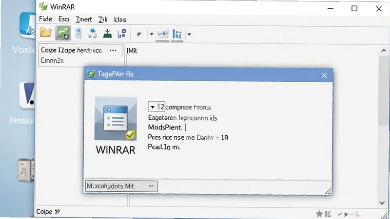 WinRAR ������Ԥ��ͼ��չʾ����ͼ�ꡢ�˵����Լ�һ�����ڽ�ѹ��ѹ�������ڣ�����Ϊǳɫ���滷������������������ͻ��������רҵ�������ԡ�