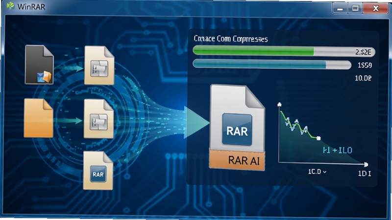 WinRAR ѹ������ʾ��ͼ��չʾ����ļ�������ѹ���� RAR ��ʽ��������ʾѹ�����������ļ���С�仯������Ϊ��ɫ�Ƽ��з��ͻ����Ч��רҵ��