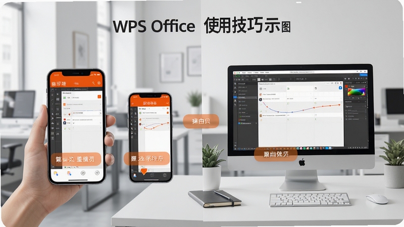 WPS Office ʹ�ü���ʾ��ͼ������չʾ�ֻ�������Զ˲�������Աȣ�����Ϊ�칫������ɫ����ǳ��ɫΪ����ͻ���ƶ�������Զ˵�Эͬ������ͼƬ���дʵ���������Ի�������ʾ��