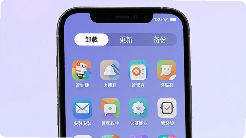 i�ܼ�������������չʾ���ֻ���Ļ�г��Ѱ�װӦ��ͼ�꣬������ж�ء����¡�����ѡ�������Ϊ����ɫ��ͽ��䣬����������
