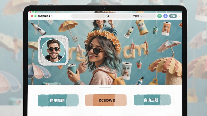 皮圈个性化主页装扮效果图,展示一个装扮完成的个人主页,包含自定义背景图、头像框和主题配色,界面美观,布局合理,体现软件的个性化和高自由度。