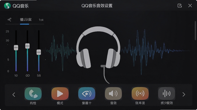 QQ������Ч���ý��棬��ʾ�����������������Чģʽͼ�꣬����Ϊ��ɫ���䣬�����ж�����������Χ����ϸ΢�źŲ��ƣ�ͻ����Ʒ����������Ի���Ч���ڹ���
