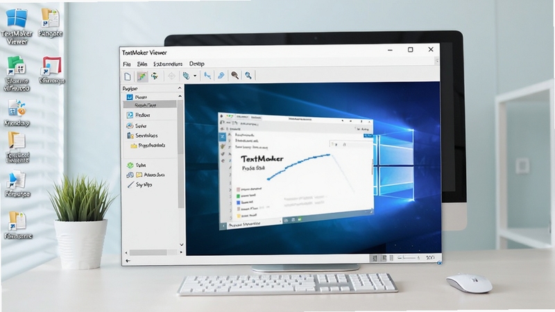 TextMaker Viewer 软件界面预览图,画面主体为软件在Windows桌面上的主窗口,背景为简洁的办公桌面环境,图标清晰,整体色调明亮干净