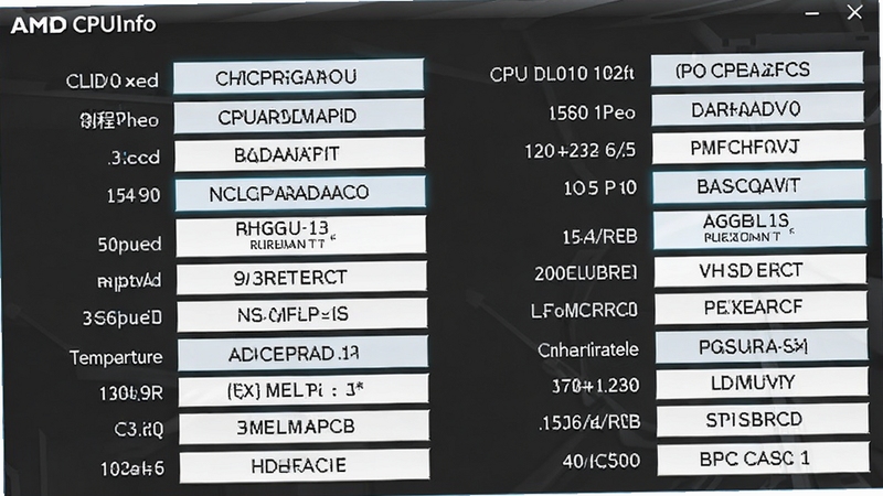 AMD CPUInfo����������⹦�ܽ�ͼ����ʾ��ϸ��CPU�������б��������ͺš����š��Ƴ̡���ۡ���ѹ���¶ȵȣ�����Ϊ��ҽ��䣬���ְ�ɫ����������ǳ��ɫ���������沼�����룬�Ƽ���ʮ�㡣