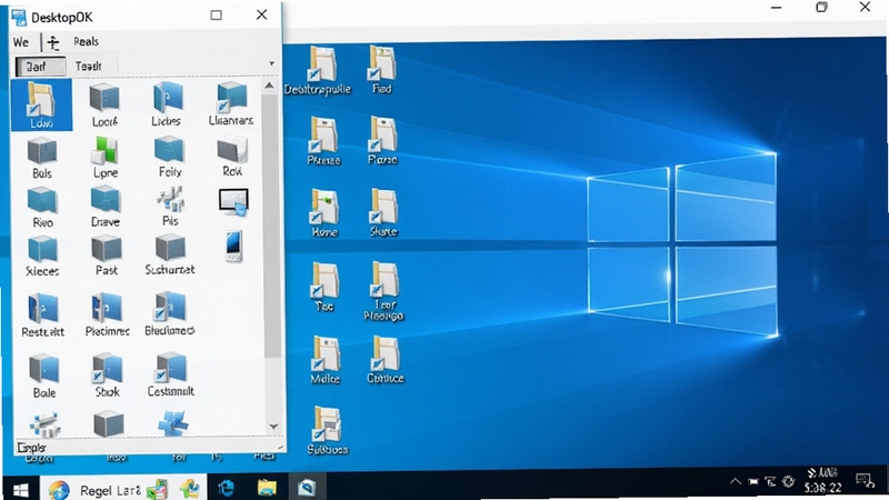 DesktopOK�������ͼ��չʾ�������Ĵ��ڲ��֣����Ϊͼ�겼���б����Ҳ�Ϊ����Ԥ�����򣬱���Ϊ�ɾ���Windows���棬����ɫ�����£�ϸ��������