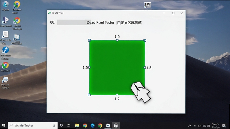 Dead Pixel Tester �Զ���������ԣ���Ļ����һ�����ѡ���ڲ���ʾ��ɫ��ɫ�飬��Χ���������棬�����ק���������С������������������ʾ�����дʵ���ʺϽ̳���ͼ