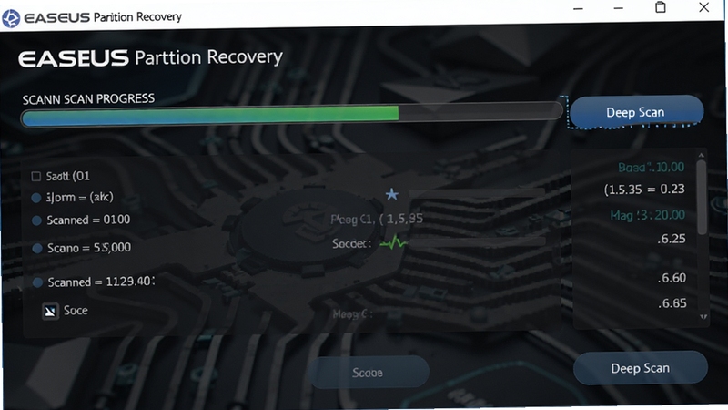 һ��EASEUS Partition Recovery�������ɨ��Ľ����ͼ����ʾɨ�����������ɨ���������������Ϊ��ɫ�Ƽ������������������ʾ��Deep Scan����ť�������Χרҵ��רע