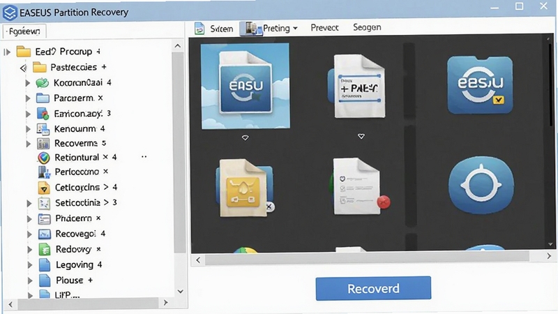 һ��չʾEASEUS Partition Recovery�ļ�Ԥ�����ܵĽ����ͼ�����Ϊ�ļ�Ŀ¼�����Ҳ��Ϸ�Ϊ�ļ�����ͼԤ�������·�Ϊ�ָ���ť�����������������ļ�����ͼ��ḻ��ͻ��Ԥ����ѡ���Իָ��ı����