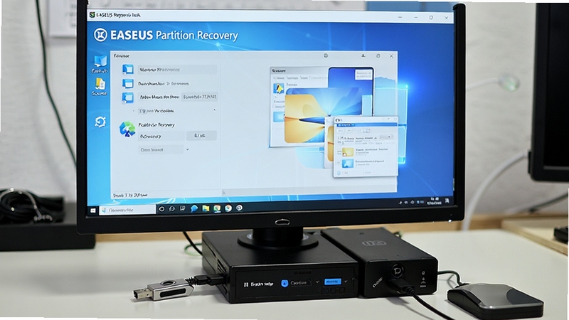 һ��չʾEASEUS Partition Recovery��Windows���������еĽ�ͼ�������е�����Ļ��ʾ�������棬ͬʱ��U�̺��ƶ�Ӳ�������������ϣ�����Ϊ���Ĺ���̨��ɫ����Ȼ��ͻ���ೡ���ָ���ʵ����