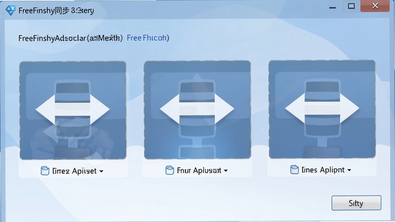 FreeFileSync同步策略选择窗口,显示三种同步模式的示意图,箭头方向清晰,背景为柔和的蓝色渐变,整体界面友好易懂