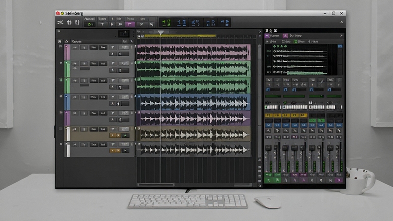 Cubase 7 ������Ԥ��ͼ����ʾ���¼���༭���ڡ����������塢������������ͻ���̨��������������ɫΪ��ɫ��������б������ɼ���������ʾ������������רҵ���ִ������ο� Steinberg �ٷ�������ƣ���������Ϊ���������ڣ�����Ϊ������滷����ͻ���������ܲ��֡�