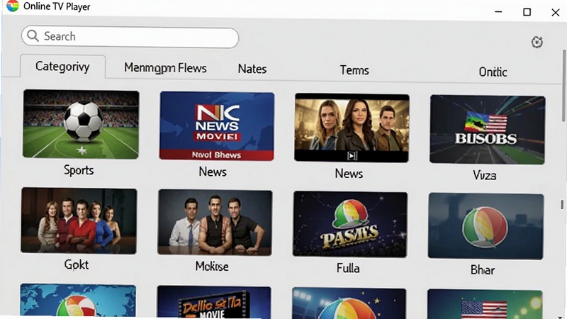 Online TV Player Ƶ���б����棬չʾ������ҵĵ��ӽ�Ŀ����ͼ���������������š���Ӱ�ȷ���ͼ�꣬���沼�����������������ͷ����ǩ������Ϊǳ��ɫ����������Online TV Player �����ڽ��涥������������������ȫ��Ƶ���ķḻ��