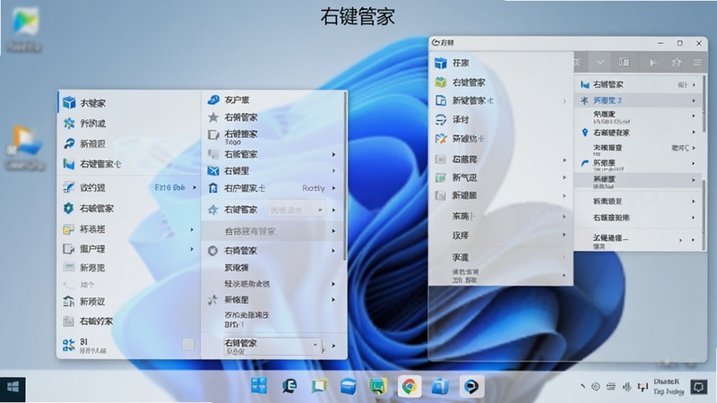 һ��չʾ�Ҽ��ܼ���Windows 11ϵͳ�����еĽ�ͼ�������ʾ�°��Ҽ��˵���ʽ���Ҳ�Ϊ�Ҽ��ܼҵ����˵���˳��Ľ��棬����Ϊģ���������ֽ�����廭��ͻ���°�ϵͳ���������޷���ݣ��������ơ��Ҽ��ܼҡ��ڽ��涥�������ɼ���
