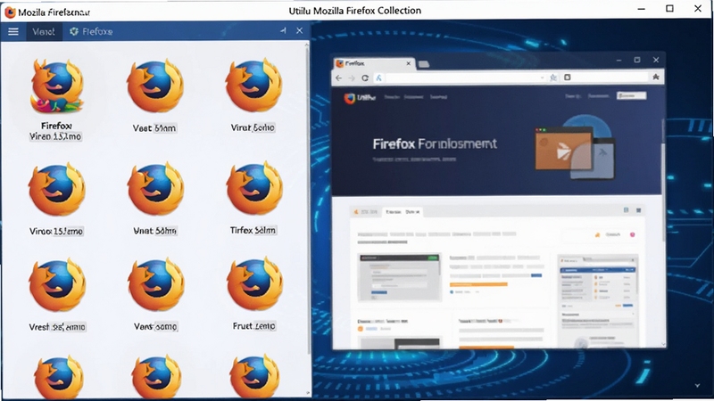 һ���ִ��������ֲ廭��չʾUtilu Mozilla Firefox Collection���������棬����б����ж��Firefox�����ͼ����汾�ţ��Ҳ�Ԥ��������ʾ��ҳ��ȾЧ��������Ϊ����ɫ�Ƽ��й�Ч����������ͻ���������Ϲ����������ɫ�������׳�Ϊ�������������
