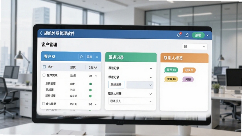 �캽��ó���������ͻ��������ܽ���ʾ��ͼ��չʾ�ͻ��б���������¼����ϵ�˱�ǩ��Ԫ�أ�������ÿ�Ƭʽ���֣�ɫ�����£�����Ϊ����칫���������������ڿͻ���ϵά�������רҵ����������