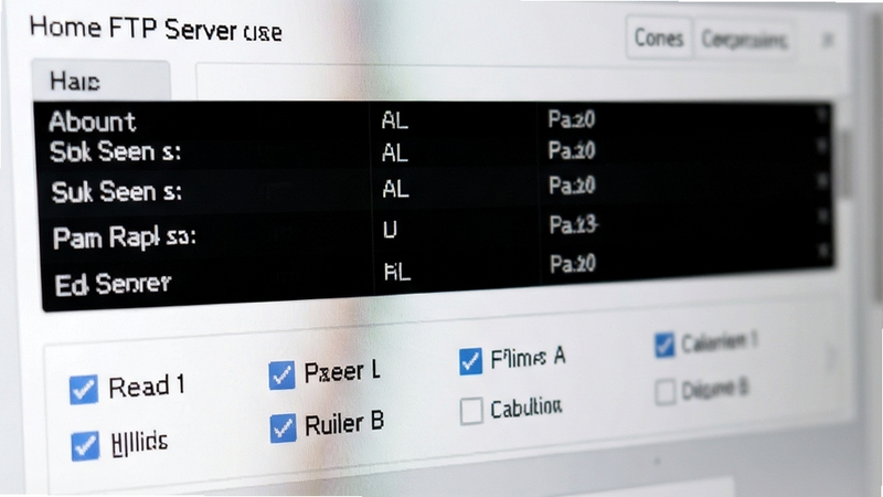Home FTP Server�û�Ȩ�����ý�����д�������Ϸ�Ϊ�˻��б����·�ΪȨ�޸�ѡ�򣬰�����ȡ��д�롢ɾ����׷�ӵ�ѡ�����Ϊ���ǳ��ɫ���䣬ͻ�����������������������廭���������