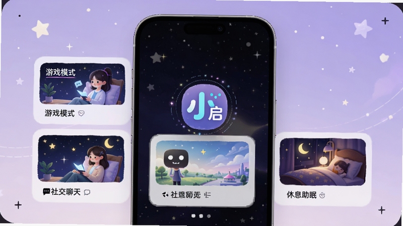 չʾС�������������Ƽ��������ֻ���Ļ����ʾ�Ƽ���Ƭ����Ϸģʽ���罻���졢��Ϣ���ߣ�ÿ����Ƭ���ж�Ӧ�����廭������Ϊ����ɫ�ǿգ�ͻ������ƥ�书�ܣ�������ʾС��������logo���������λ��Ҹ��пƼ���