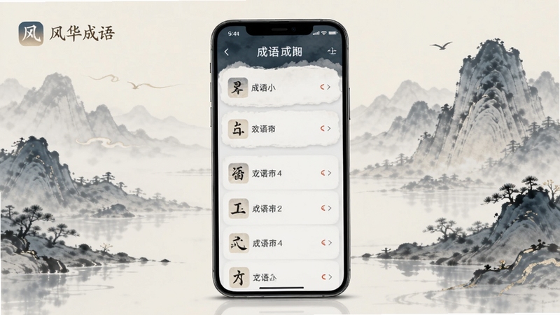 ����һ��չ�ַ绪����APP������ĸ������ֲ廭������������һ�������ֻ���Ļ����Ļ����ʾ�����б�������Ϊ���ŵ�ˮīɽˮ����ɫ����������װ�Ϊ����������ŷ����ִ���ϣ�ͻ���������Ļ�����������棬����ϸ�ڷḻ���ʺ���Ϊ��������ͼ