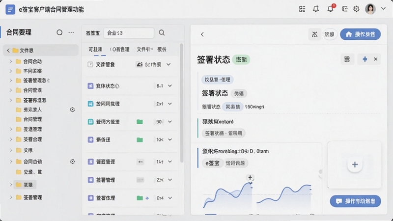 չʾeǩ���ͻ��˺�ͬ�������ܵĽ����ͼ�����Ϊ��ͬ�б����ļ��з��࣬�Ҳ�Ϊ��ͬ����Ԥ��������ǩ��״̬��ǩ�Ͳ�����ť��������Ƽ�࣬��Ϣ�㼶����������Ϊǳ��ɫ����̨��������רҵ���ִ��������ֱ�ʶ�����ɶ�