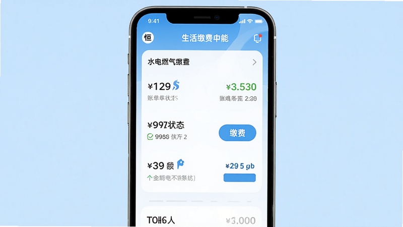 ������APP����ɷѹ��ܽ��棬չʾˮ��ȼ���ɷ��б����������˵�״̬���ɷѰ�ť������������ǳ���������ֻ�����չʾ��ϸ�ڷḻ������Booguģ������