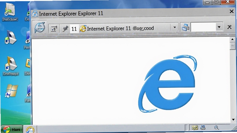 Internet Explorer 11浏览器界面预览图,展示其简洁的工具栏和蓝色e图标,背景为Windows桌面系统,画面清晰明亮,突出浏览器的经典外观