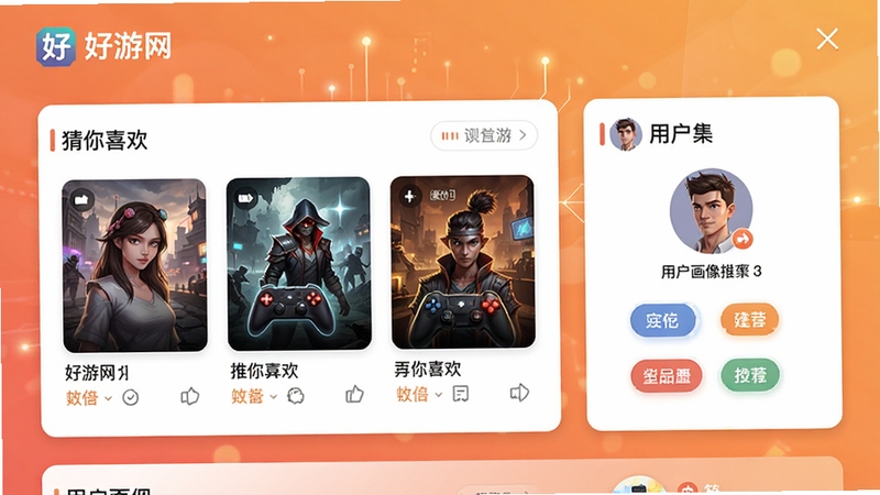 ���������Ի��Ƽ�ҳ��ʾ��ͼ��չʾ������ϲ����ģ�����û������ǩ��������ÿ�Ƭʽ��ƣ�����Ϊůɫ���䣬ͻ���������ơ������������Ƽ��㷨Ԫ��