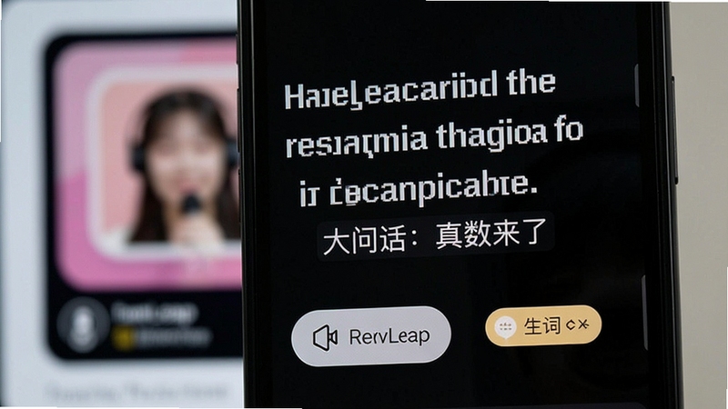 ListenLeap˫����Ļ������дͼ���ֻ���Ļ��ʾӢ�ľ��ӺͶ�Ӧ���ķ��룬�����·��и�����ť�����ʱ�ǣ�����Ϊģ���Ĳ��ͷ��棬ǿ����Ļ�������Ⱥ�ʵʱ��