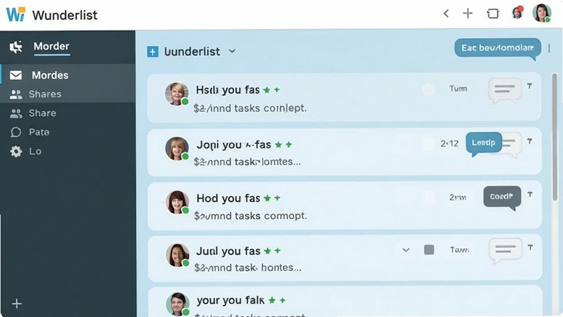 Wunderlist�Ŷ�Э�������ͼ��չʾ���˹����嵥�е�������������ÿ���������г�Աͷ����������ݣ�����Ϊǳ��ɫ������Э����Χ