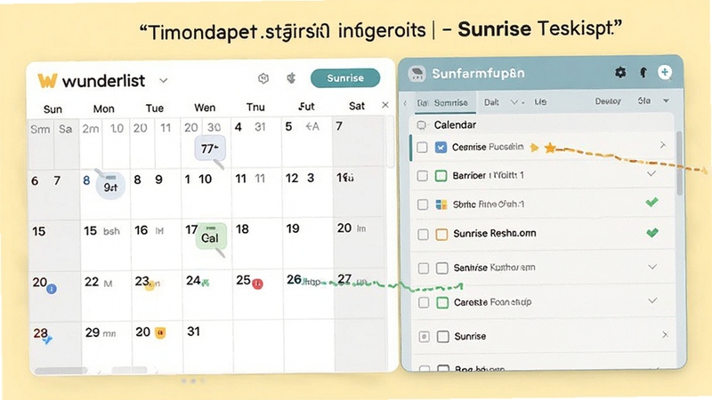 Wunderlist��Sunrise����ʾ��ͼ��չʾ����������ͬ����ʾ�Ľ��棬���Ϊ�����·���ͼ���Ҳ�Ϊ��Ӧ���ڵ������б�������Ϊ����ɫ��ǿ��ʱ��������ϸ���