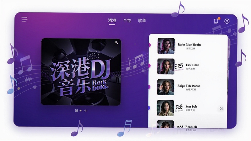 ���DJ���ֺеĸ��Ի��Ƽ��赥ҳ�棬չʾ����ͼ������б�������Ϊ������ɫ�������ַ��ţ����ʱ���ִ�