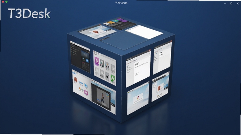 һ��չʾT3Desk�������Ľ���ĸ����ͼ������������һ�������3D���������棬������ڷֲ���������Ĳ�ͬ���ϣ�����Ϊ����ɫ���䣬������ͣ�ͻ�������������кͿƼ��У��������ִ���࣬�ʺ���Ϊ����Ԥ��ͼ��