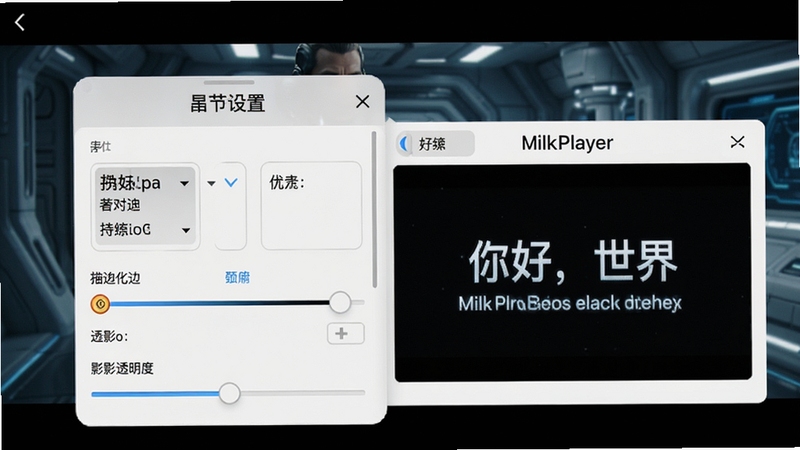 ��дMilkPlayerţ�̲���������Ļ������壬����Ϊһ���ƻõ�Ӱ��ͣ���棬��Ļ��ʽ�༭��չ������������ѡ�������ɫ���顢��Ӱ͸���ȵ���ѡ�Ԥ������ʵʱ��ʾ����ã����硱����Ӣ˫����Ч��ĻЧ��������������������ǿ���Զ��幦�ܵ����Ի����