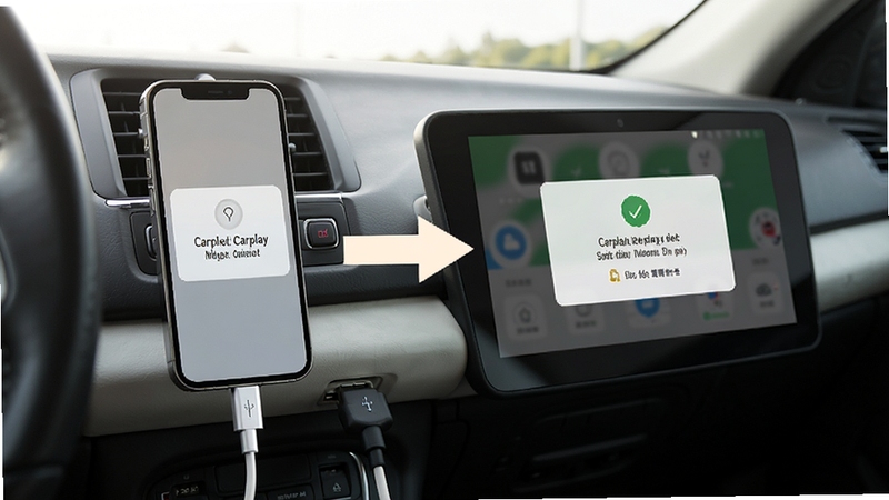 ����Ͷ��Carplay���Ӳ���ʾ��ͼ������չʾ�����������ֻ��복��USB�ӿڣ���Ļ���������ʾ������Ϊ���ڼ�ʻ�ң����������������ͷָʾ��������������ˡ�
