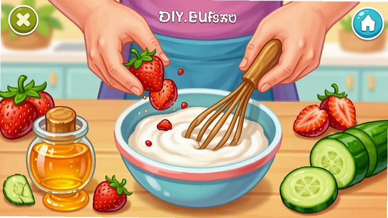 DIY��ױ��ϷDIY��Ĥ��Ϸ����Ĥ�������棬չʾ������ڽ���ݮ�����̵������н��裬�Ա߰ڷ��ŷ��ۺͻƹ�Ƭ������ɫ�����ޣ�ϸ�ڷḻ��ͻ��DIY����Ȥ��ʳ�ĵ����ʸ�