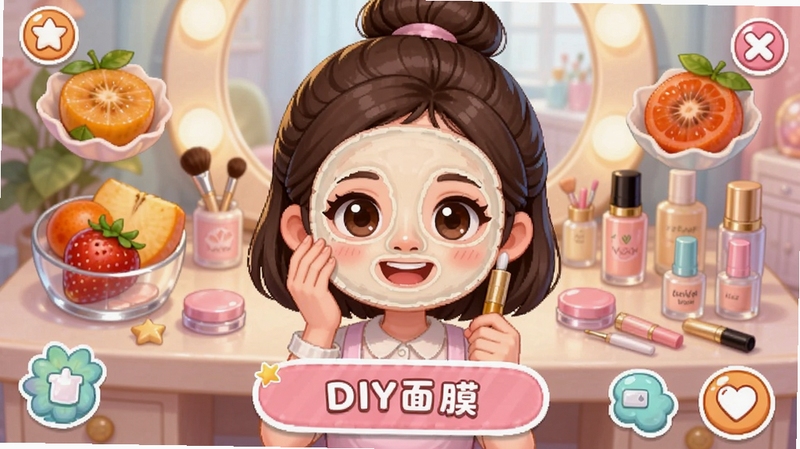 DIY��ױ��ϷDIY��Ĥ������Ԥ��ͼ������������һλ���ڷ���Ĥ�Ŀɰ���Ů����Χ�����Ÿ���ˮ���ͻ�ױƷ����������ܰ�Ļ�ױ̨��ɫ��������ͣ�������ͨ�ɰ���ͻ����Ϸ�ĺ����淨�����ɷ�Χ