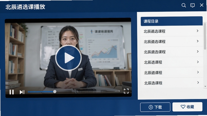 ������ѡ�γ̲���ҳ�棬�������Ƶ�����ұ��ǿγ�Ŀ¼�б����ײ����������ղذ�ť����������������ɫ���䣬���Ű�ť�����ɼ����������������ԣ��ʺϿγ̹���Ԥ��ͼ
