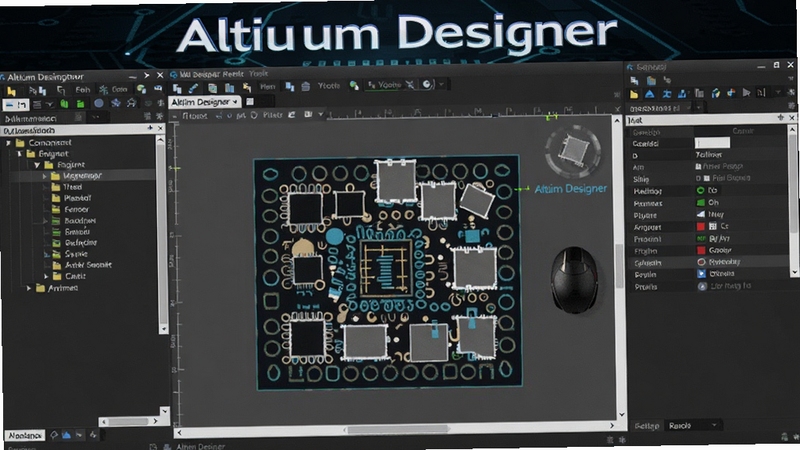 Altium Designer ������ƽ��棬��������ʾ������������ΪPCB�༭�����Ҳ�Ϊ���Լ����������Ϊ��ɫ�Ƽ������������Altium Designer��Ŀ��ʾ�����廭��רҵ������