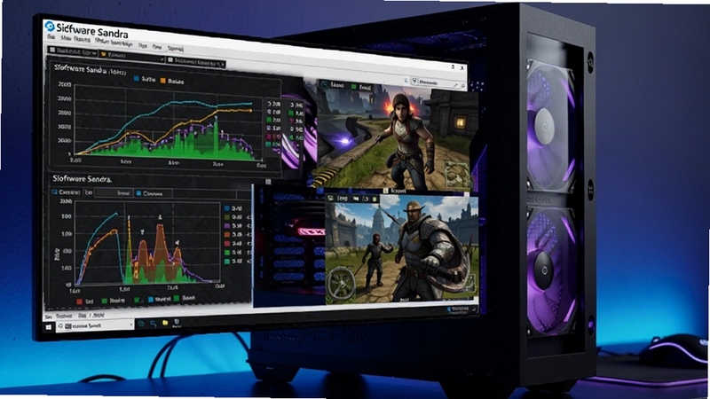 һ����Ϸ�����ͼƬ�����汳����һ̨�߶���Ϸ���Ի��䣬��Ļ����ʾ��SiSoftware Sandra��GPU��׼���Խ��������ͼ����������Ϸ�������ϣ�Ԣ��ͨ���������Կ����Ż���Ϸ���ܣ��Ӿ�Ч���ſᣬ���г����