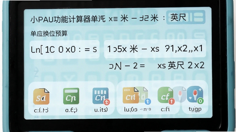 小智多功能计算器单位换算功能预览,界面显示长度单位换算示例,输入米与英尺的转换,屏幕上展示换算公式与结果,背景为清新浅色,单位列表图标清晰,整体风格简洁明了