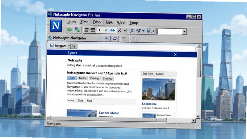 Netscape Navigator ����������Ԥ��ͼ���������������������֣���ɫN��ͼ����Ŀ������Ϊ�ִ���������ߣ��������ľ۽�����������ڣ�չʾ�������ҳ���ݣ�����ɫ������������ϸ�ڷḻ���������������ܳ���