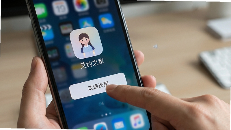 艾约之家 使用指南 手机 操作 界面 用户 点击 按钮 背景 桌面 图标 清晰 简洁