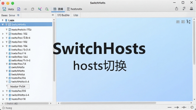 һ��չʾSwitchHosts����������ĸ����ͼ���������������Ϊhosts�����б����Ҳ�Ϊ�༭���򣬱���Ϊ����ɫ���䣬���������ִ���ͻ����������SwitchHosts�롰hosts�л������Ĺ��ܣ�����������У��������򴿾����������Booguģ������