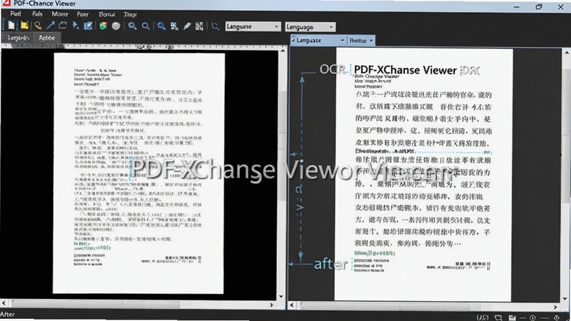 չʾPDF-XChange Viewer��OCR���ܽ��棬���Ϊɨ����ĵ�ͼƬ���Ҳ���ʾʶ���Ŀ�ѡ���ı�������������������������ѡ���������չʾ����ʶ��ǰ��Ա�Ч����������������ˮӡ