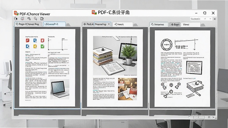 չʾPDF-XChange Viewer���ǩҳ�����ʾ��ͼ����Ļ��ͬʱ��������ͬ��PDF�ĵ���ǩ������Ϊǳ��ɫ�칫�ҳ����������Ϸ����������ƺͱ�ǩ����ǿ�����������ı����