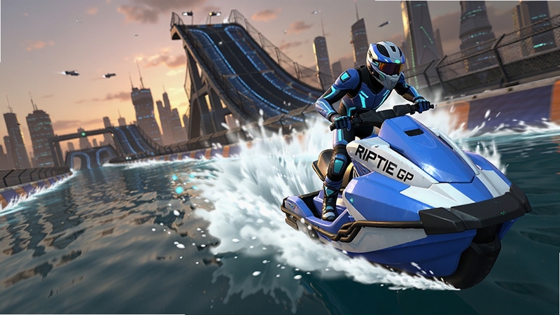 ��Ϸ���Ӿ�ͼ��Riptide GP: Renegade ��ˮ��Ħ�������ִ���δ����ʮ��Ľ�������������ʻ��������䡢���Ϳƻõĸ���ˮ��Ħ�У��ھ޴����������������ǰ�У�������Χ������ŵİ�ɫˮ����������δ�����еĻƻ裬���߷�����ˮ���ϣ����漫���ٶȸкͳ����������ռ�ݻ�������ƫ�ң��������������ˮ����������ռ䡣
