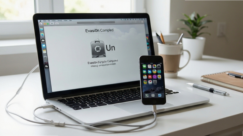 Evasi0nԽ������ʹ�ó���ͼ��һ̨����������iPhone����Ļ��ʾԽ����ɽ��棬����Ϊ���İ칫������������������Ȼ��ͻ������������