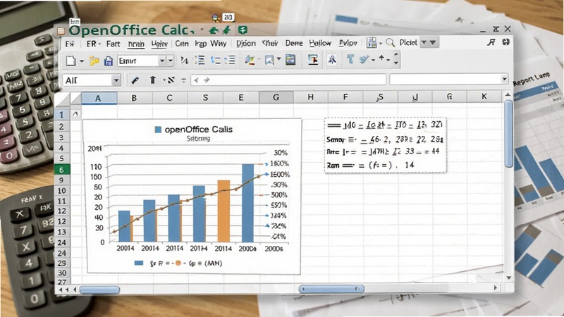 OpenOffice Calc ���ӱ�������ͼ������չʾһ����������ͼ���ͺ�����ʽ�ĵ��ӱ��񣬱����м������ͱ���ֽ�ţ�ǿ���������ݴ�����ͼ���������ܣ������רҵ