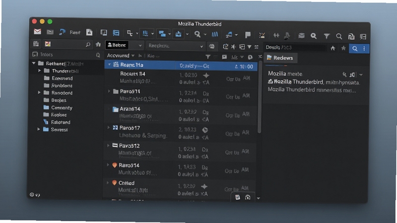 һ��չʾMozilla Thunderbird������ĸ���ͼƬ��������������ɫģʽ���ռ����б������Ϊ�˻��ļ��������Ҳ�Ϊ�ʼ�Ԥ�����񣬶�������������д�ʼ����ظ����鵵��ͼ�꣬����Ϊ��͵Ľ�������ɫ�����������ִ���ͻ��������רҵ���Ч��ͼƬ����16:9��ϸ�ڷḻ���ʺ���Ϊ��������վ�Ĺٷ�Ԥ��ͼ