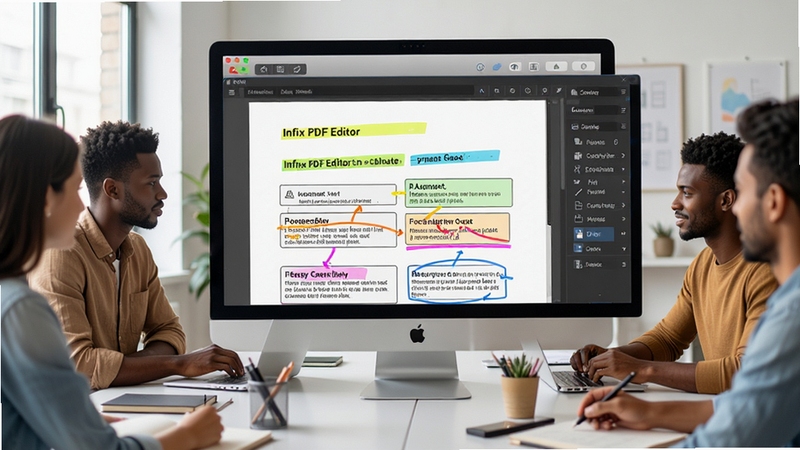 Infix PDF Editor ע�͹�����壬�ĵ�ҳ�����и������»��ߡ���ע��ȶ��ֱ��Ч������ɫ���ޣ�չʾ�Ŷ�Э�����ĳ�����